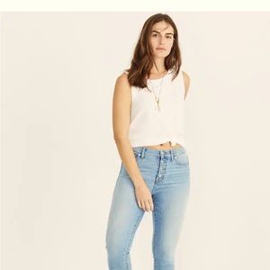 MADEWELL JEANS 9" high rise skinny crop button fly raw hem light blue wash 30